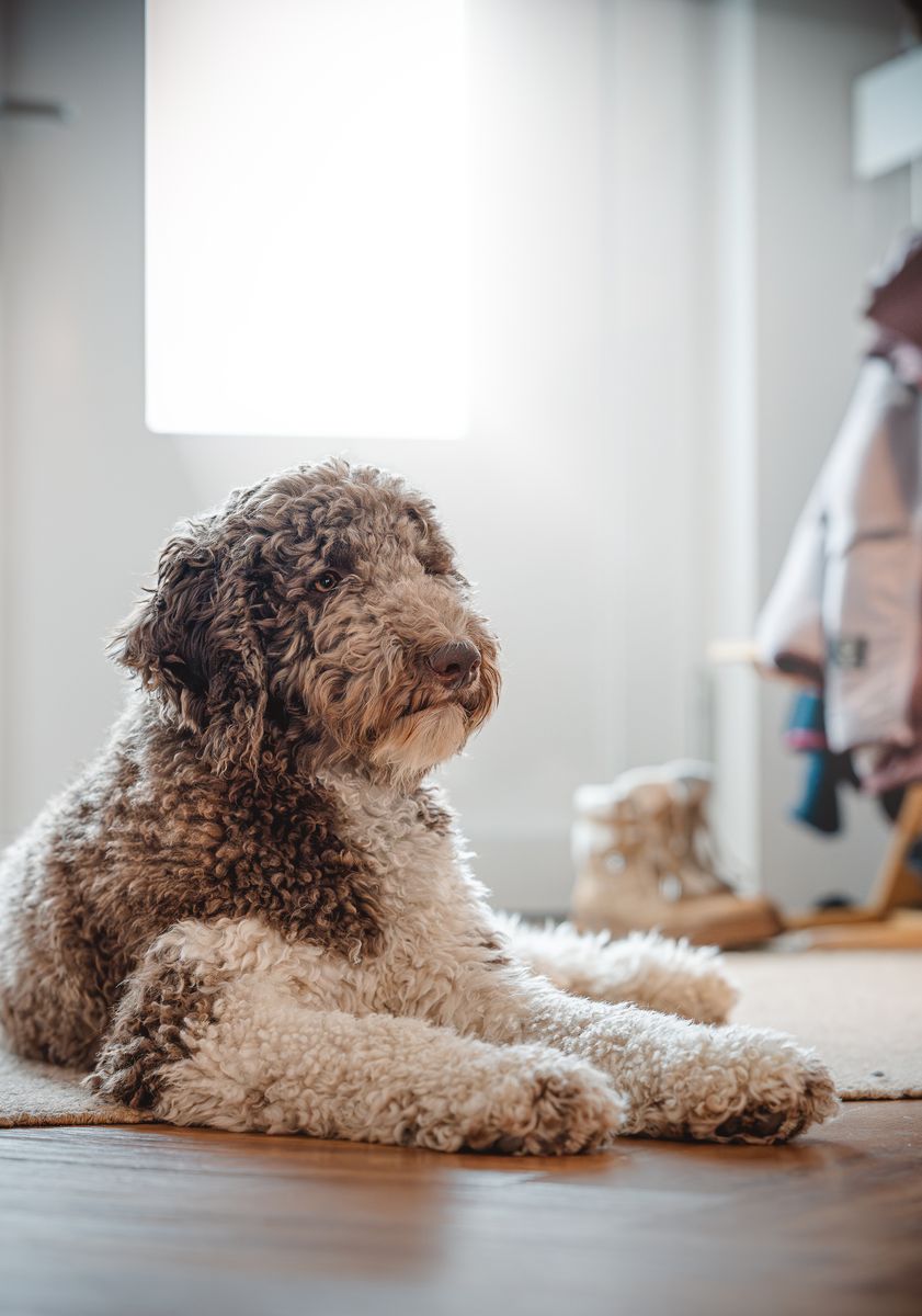 Hund liegt gemütlich drinnen